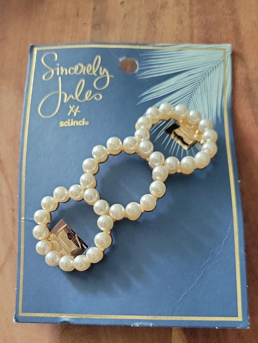 Sincerly Jules Ivory Pearl Triple-Circle Hair Clip with Gold Hardware NWT